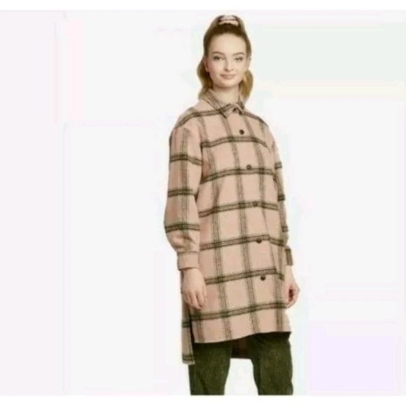 Wild Fable Womens Beige Plaid Long Sleeve Collared jacket - Picture 3 of 6